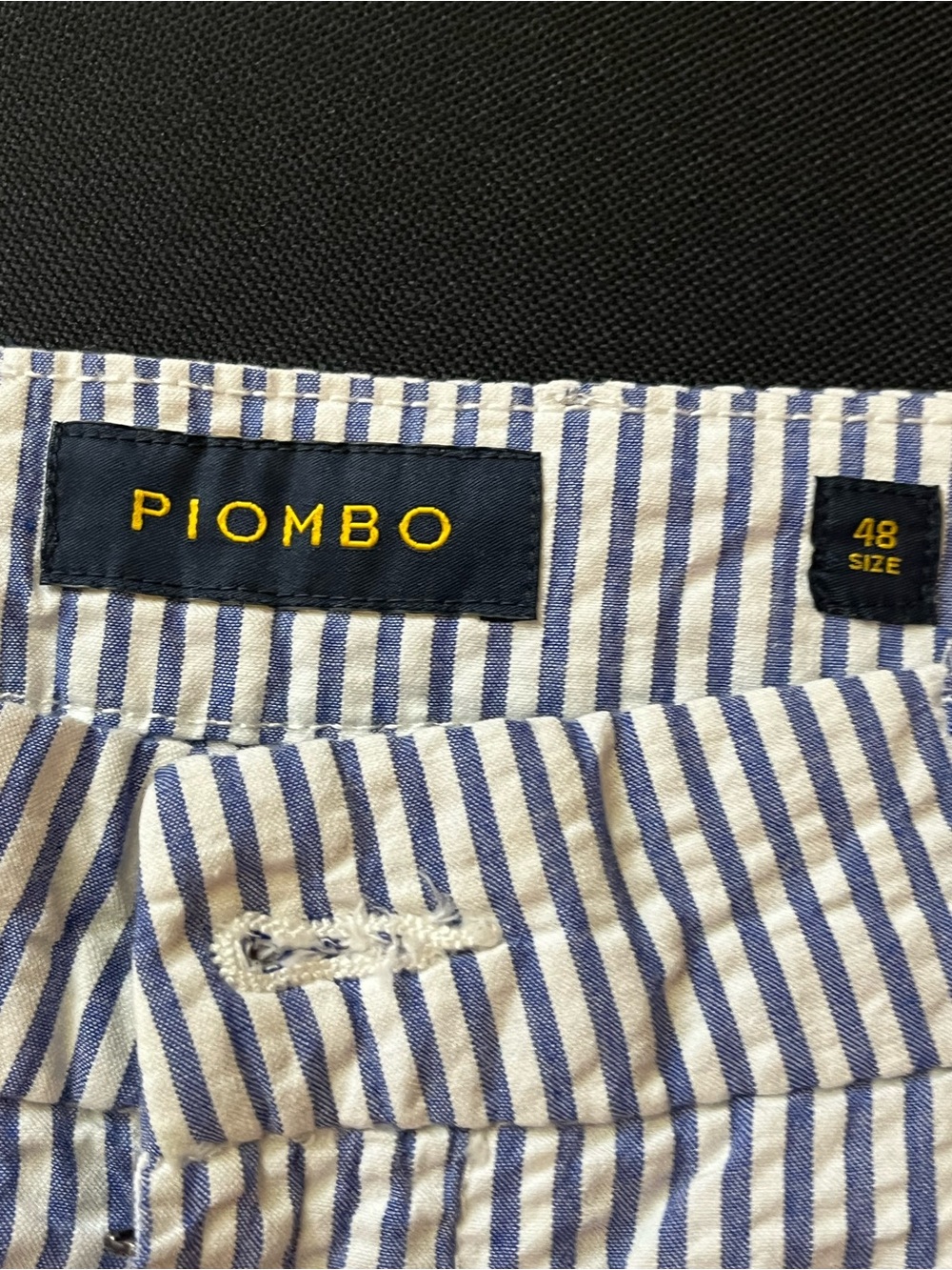 Piombo Blue & White Striped Seersucker Shorts size 33 New - Picture 2 of 5